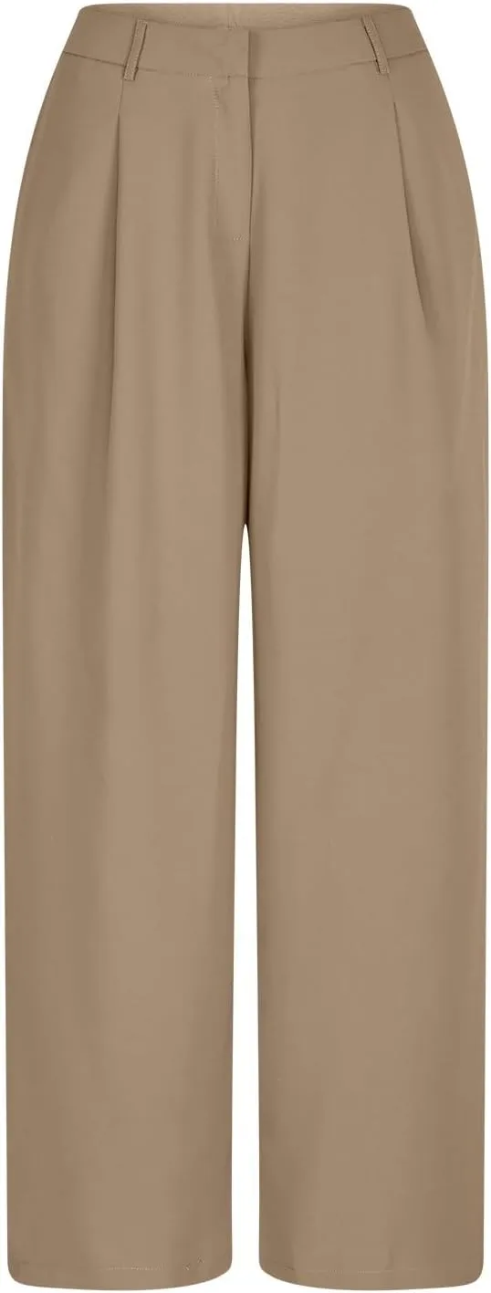 Palazzo Pants for Women Petite Trendy High Waisted Work Pants Flat Front Wide Leg Flowy Office Business Casual Outfit