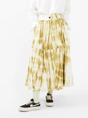 Patience Gathered Leather Skirt Lime Marble