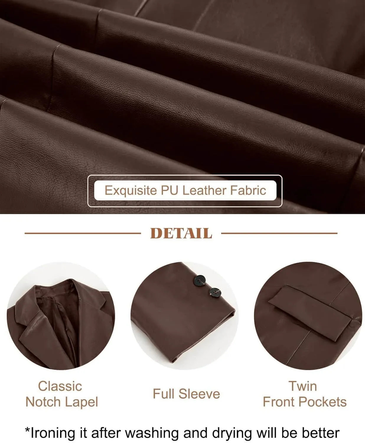 Pepochic Womens Oversized Leather Jacket Long Sleeve Faux Leather Blazer Lapel Button Down Leather Shacket Coat with Pockets