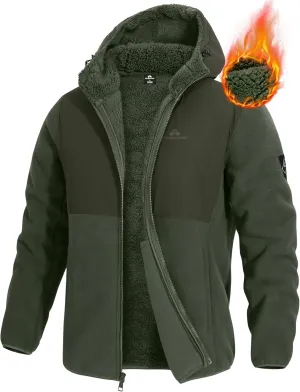 Pioneer Camp Men's Polar Fleece Jacket Sherpa Lined Warm Full Zip Up Hoodie Heavyweight Winter Jacket with Hood Outerwear