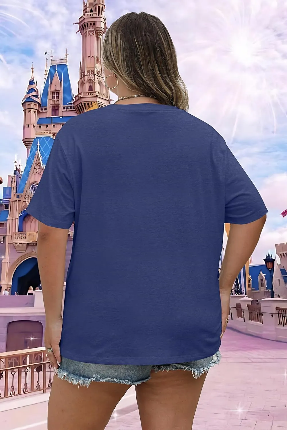 Plus Size Magic Kingdom Shirts for Women Castle Graphic T Shirt Cute Holiday Shirt Princess Tee Funny Vacation Tops