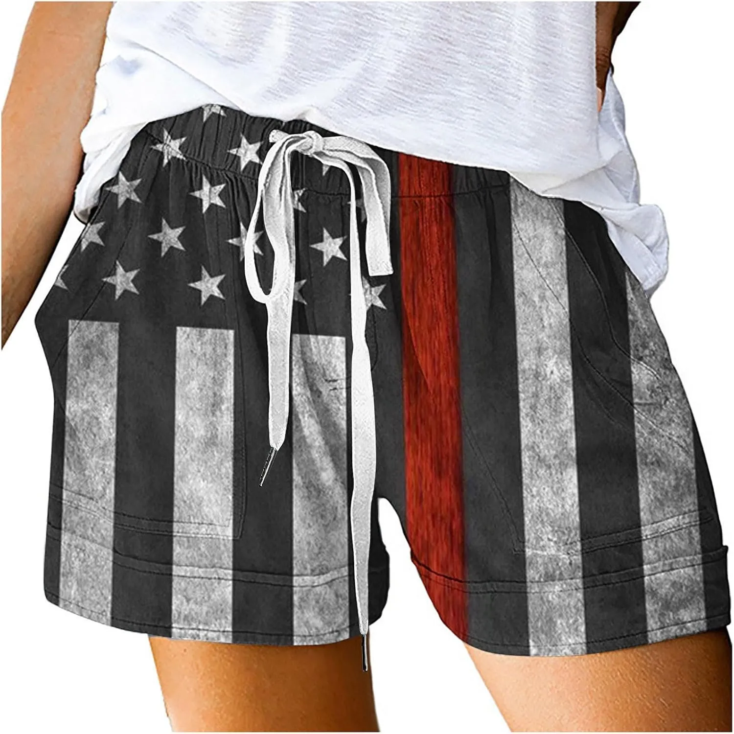 Plus Size Shorts Casual Striped Shorts Pocket Pants Plus Size Shorts Gym Shorts Womens Blue Jean Swim Shorts Women