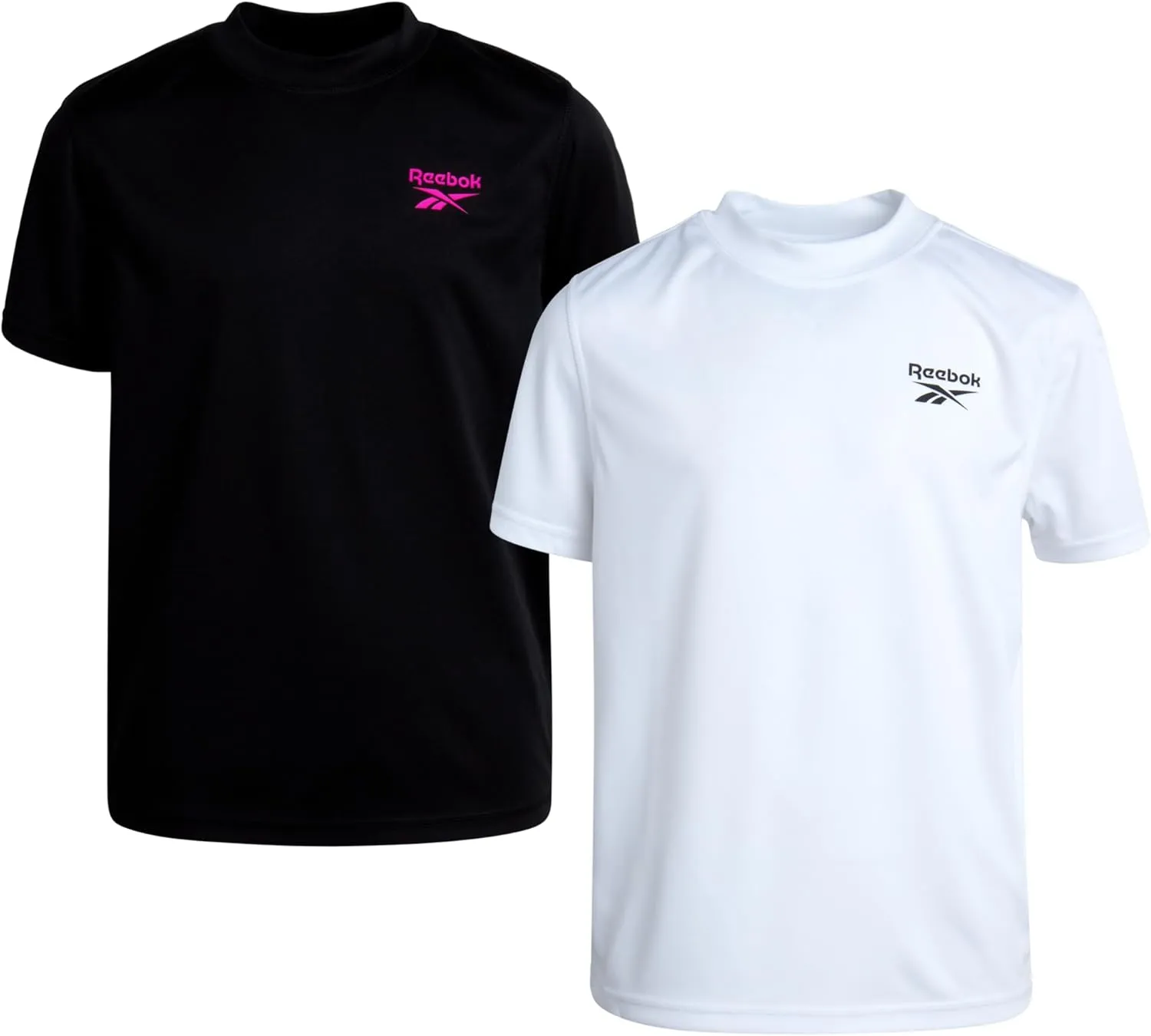 Reebok Boys Swim Shirt - 2 Pack Short Sleeve Rash Guard for Boys UPF 50  Quick Dry Kids Swimwear Sun Shirt for Summer