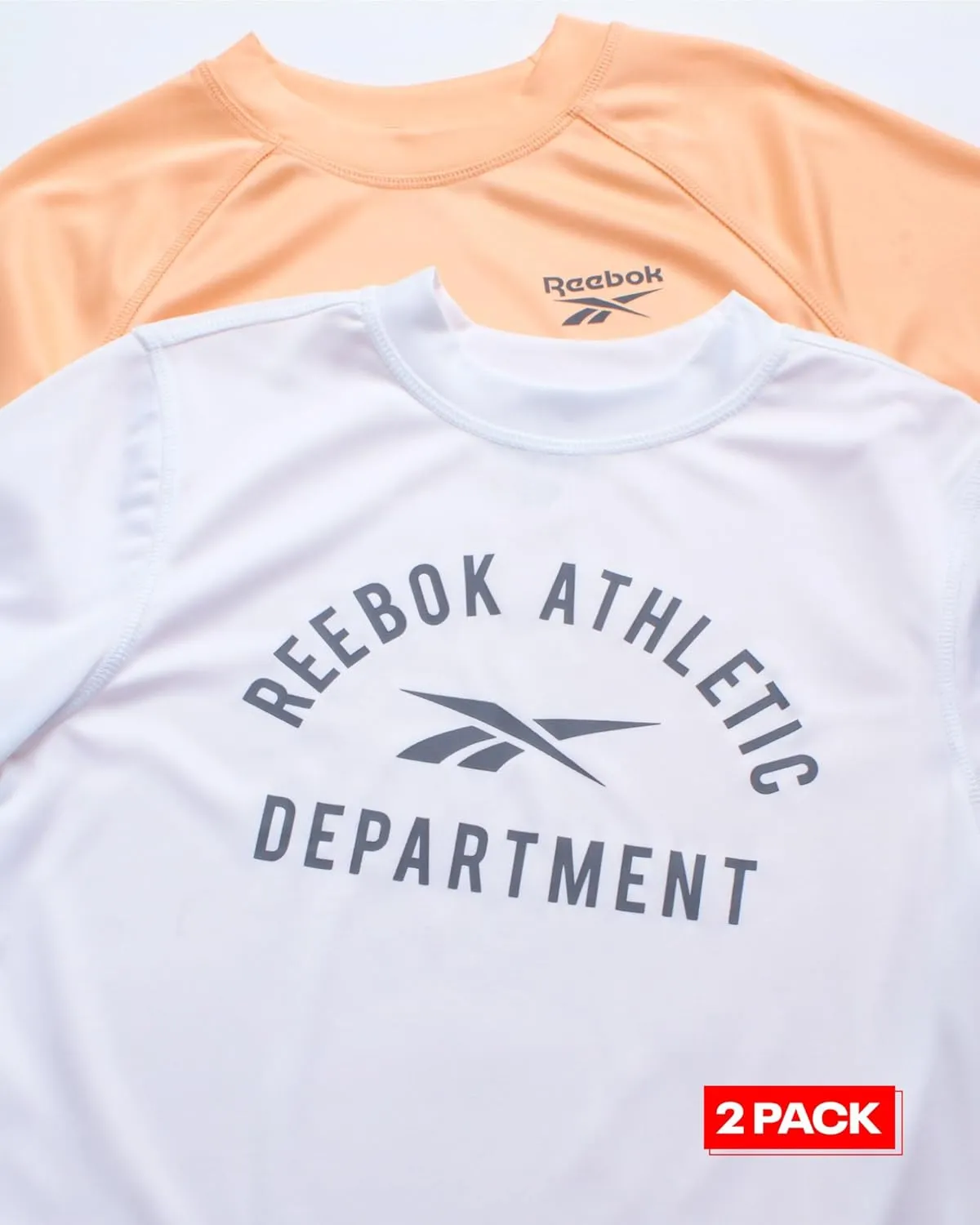 Reebok Boys Swim Shirt - 2 Pack Short Sleeve Rash Guard for Boys UPF 50  Quick Dry Kids Swimwear Sun Shirt for Summer