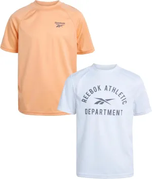 Reebok Boys Swim Shirt - 2 Pack Short Sleeve Rash Guard for Boys UPF 50  Quick Dry Kids Swimwear Sun Shirt for Summer