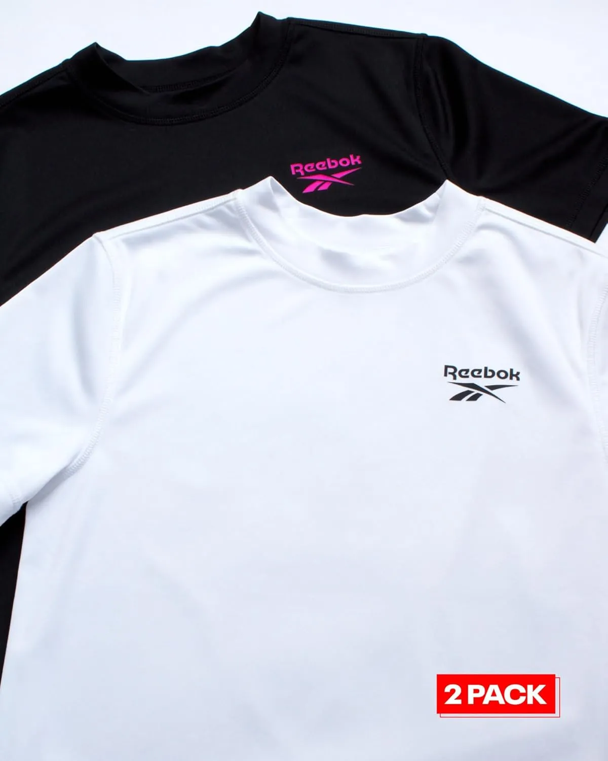 Reebok Boys Swim Shirt - 2 Pack Short Sleeve Rash Guard for Boys UPF 50  Quick Dry Kids Swimwear Sun Shirt for Summer