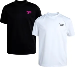 Reebok Boys Swim Shirt - 2 Pack Short Sleeve Rash Guard for Boys UPF 50  Quick Dry Kids Swimwear Sun Shirt for Summer