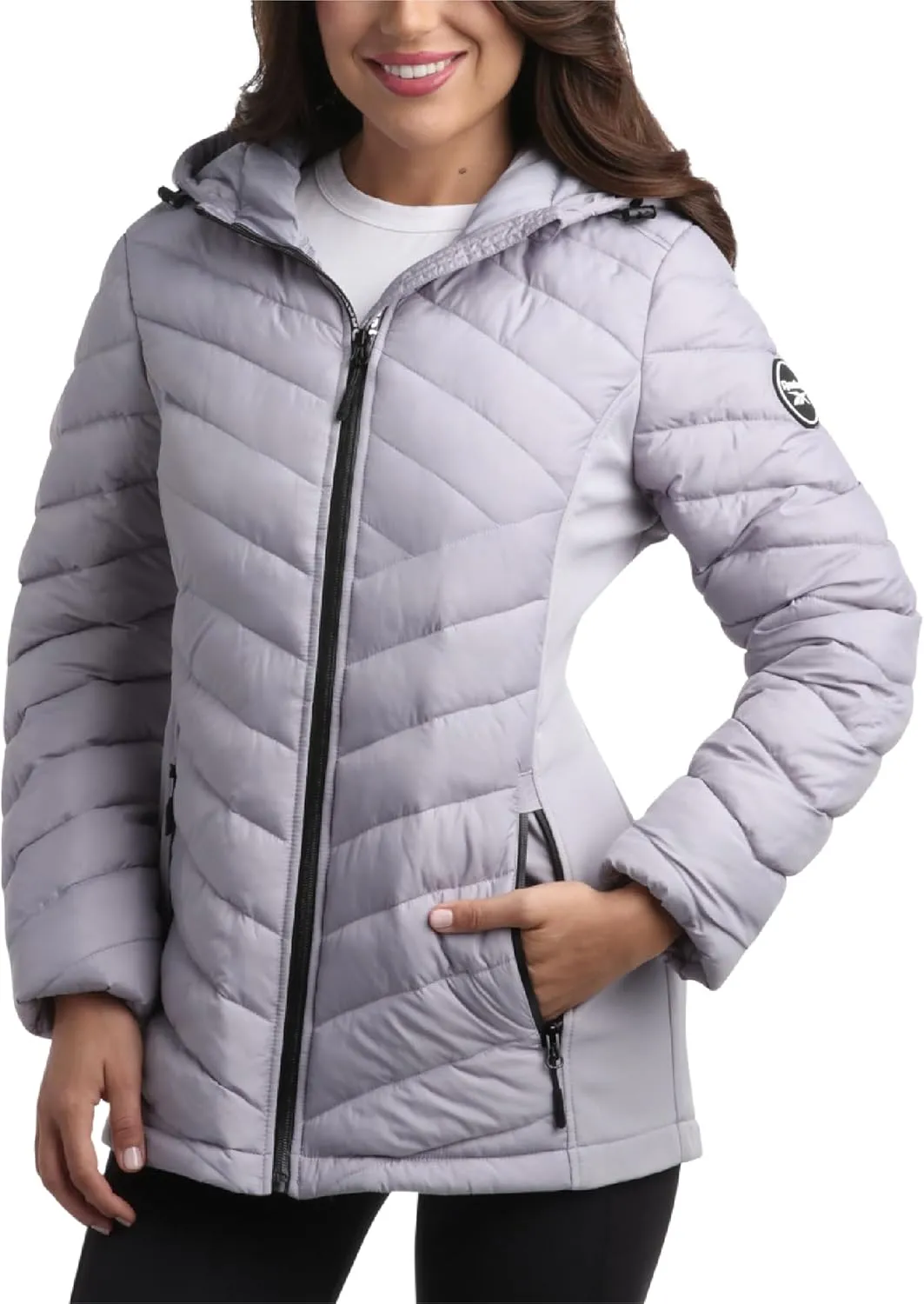 Reebok Women's Jacket - Lightweight Quilted Puffer Parka Coat with Flex Stretch Panels  Casual Jacket for Women (S-XL)
