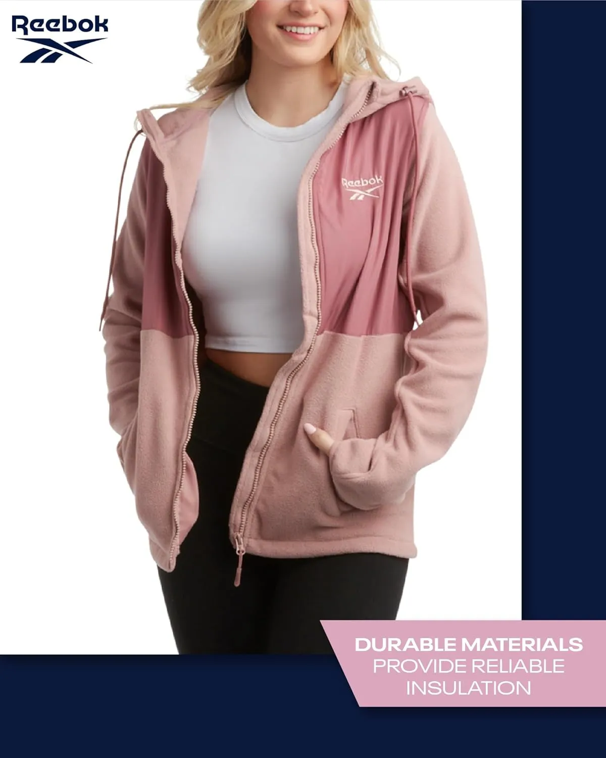Reebok Women's Jacket - Polar Fleece Sweatshirt Jacket - Lightweight Coat for Women (S-XL)
