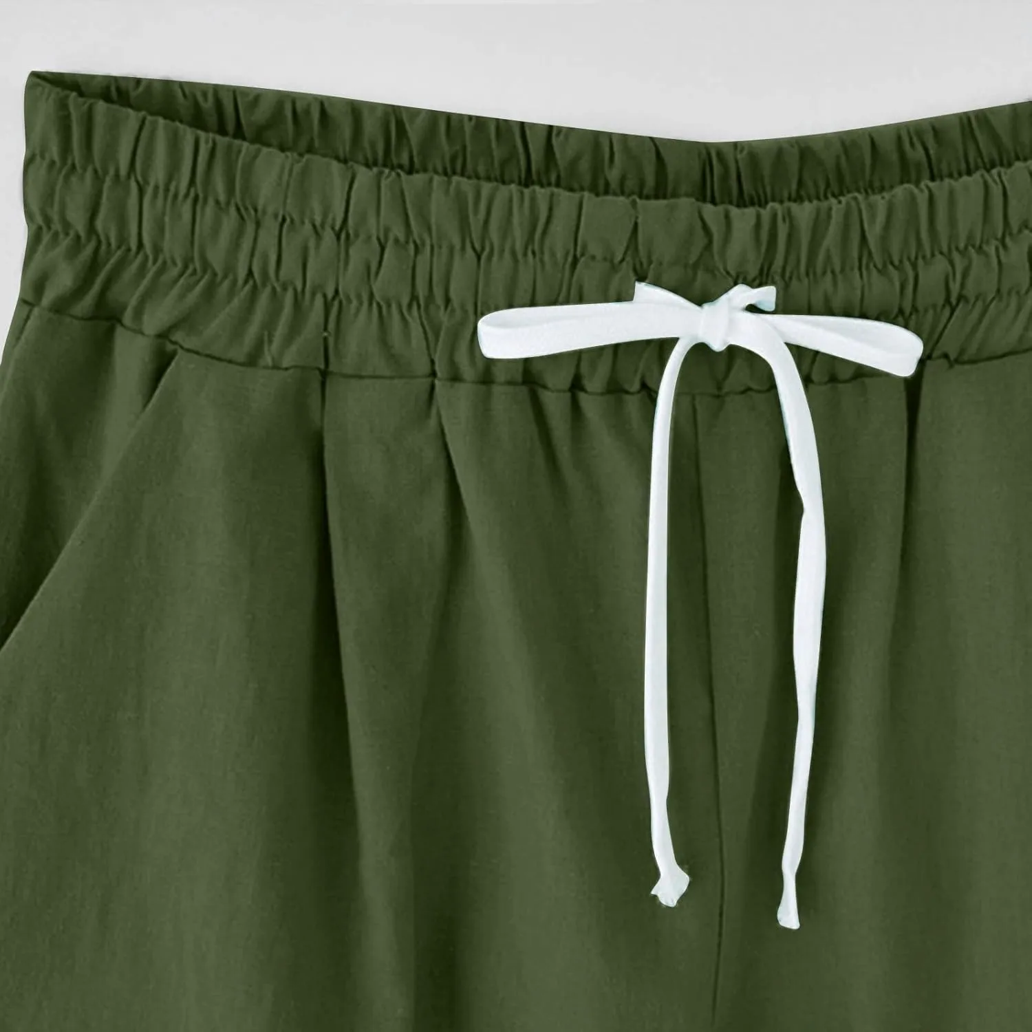 sdbrld Bermuda Shorts for Women,Womens Bermuda Shorts Trendy Knee-Length Bermuda Lounge Shorts with Elastic Waist Drawstring