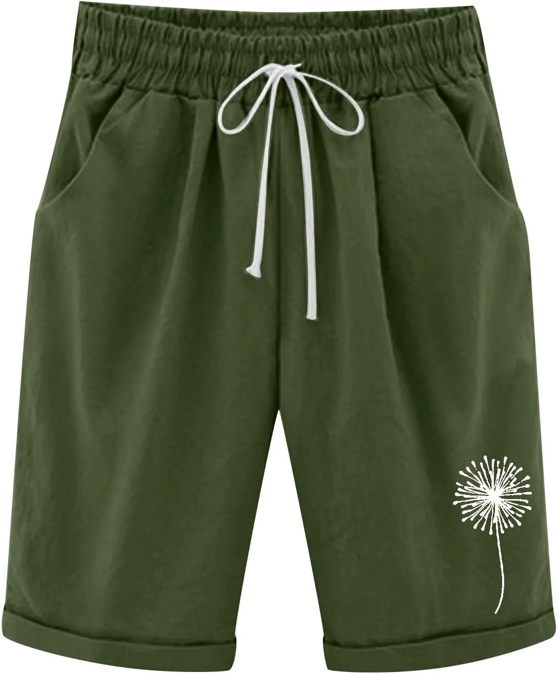 sdbrld Bermuda Shorts for Women,Womens Bermuda Shorts Trendy Knee-Length Bermuda Lounge Shorts with Elastic Waist Drawstring