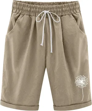 sdbrld Bermuda Shorts for Women,Womens Bermuda Shorts Trendy Knee-Length Bermuda Lounge Shorts with Elastic Waist Drawstring
