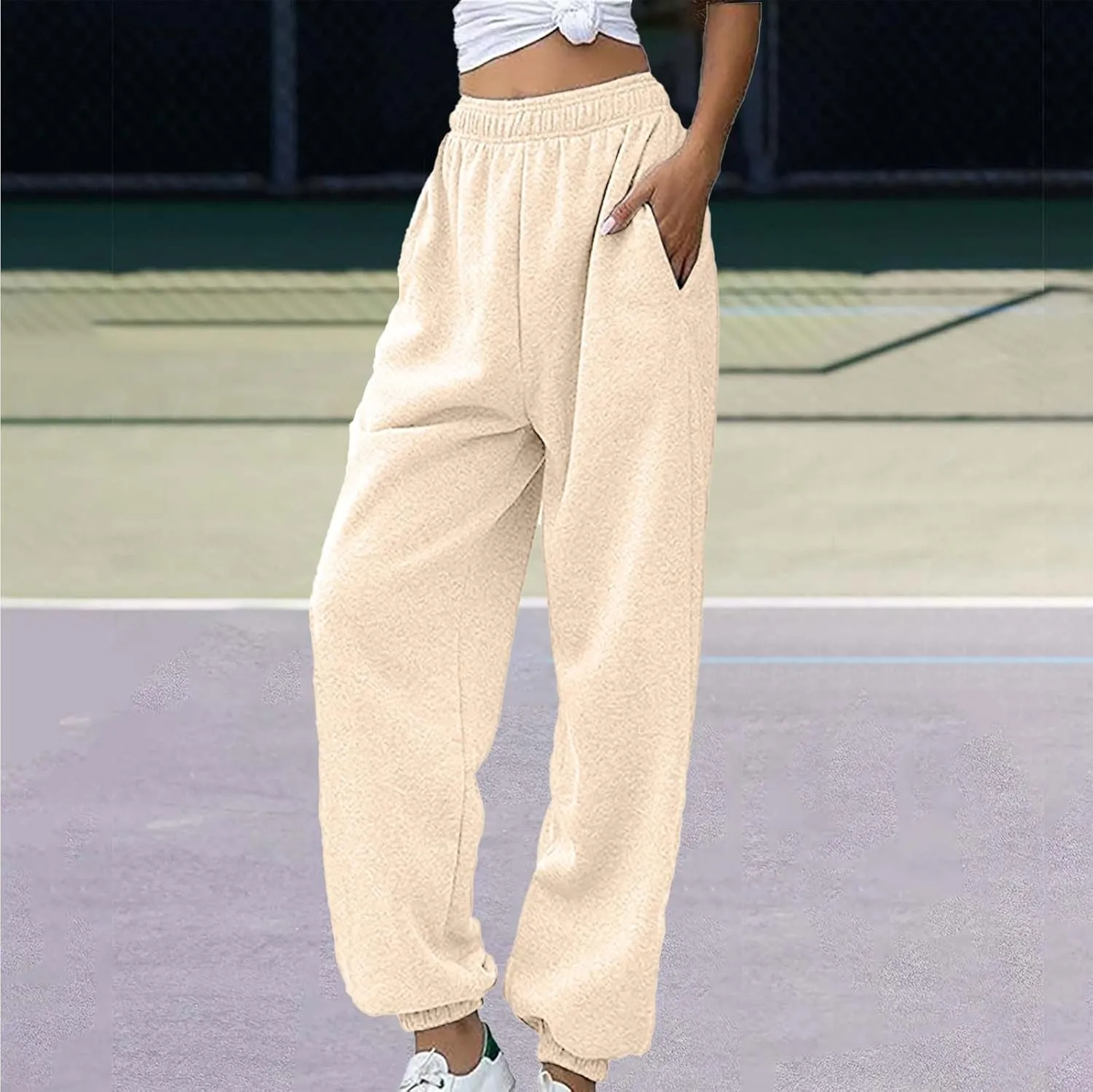 SHAOBGE Womens Casual Pants High Waist Women's Sweatpants Petite Length Pockets Pants Casual Women Casual Pants