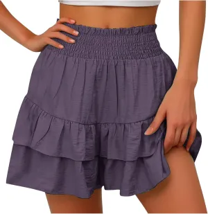 Shorts for Women High Waisted Pleated Ruffle Shorts Cute Loose Flowy Skorts 2024 Summer Casual Cropped Pants