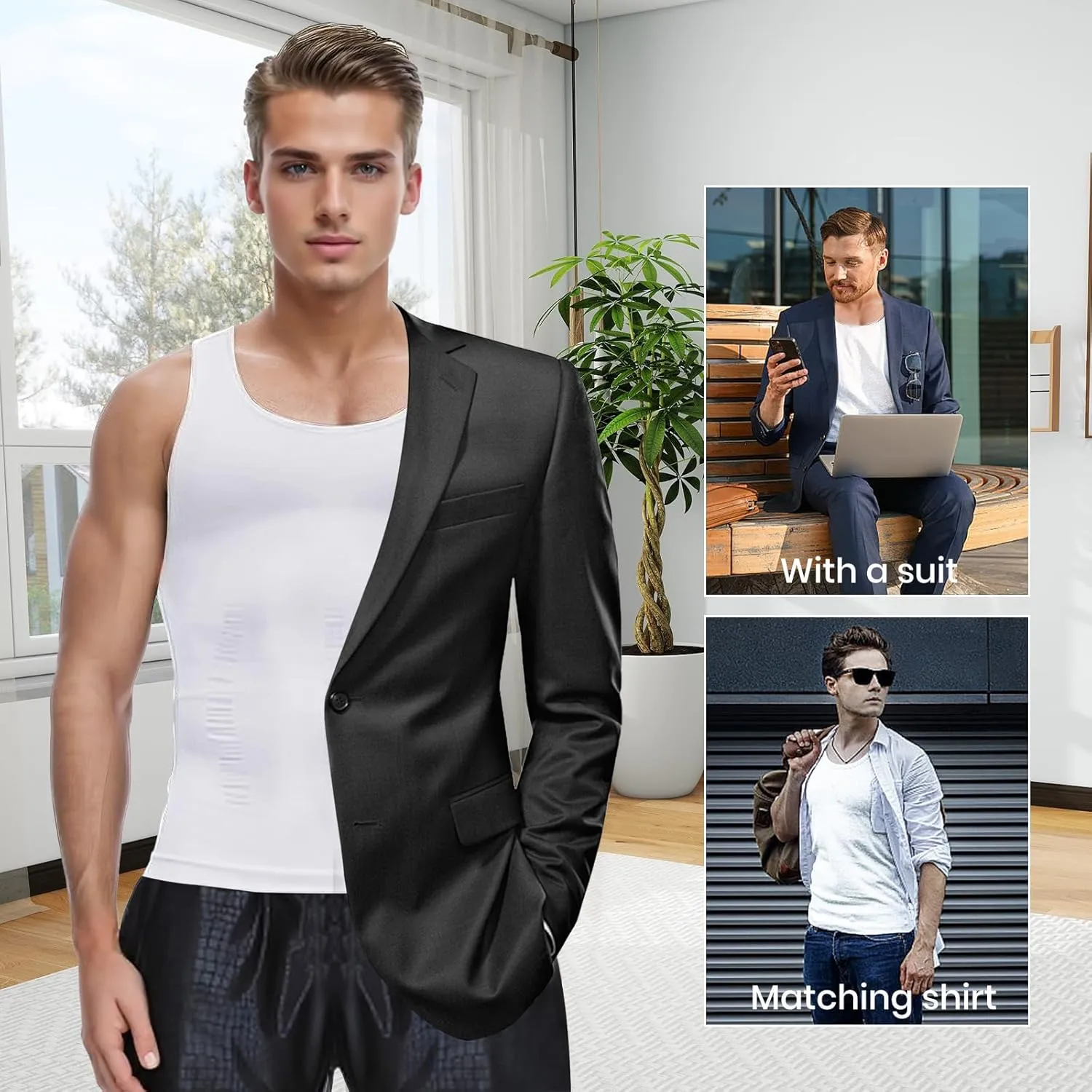 Slimming Undershirt Shapewear Gynecomastia Compression Shirt Men Body Shaper