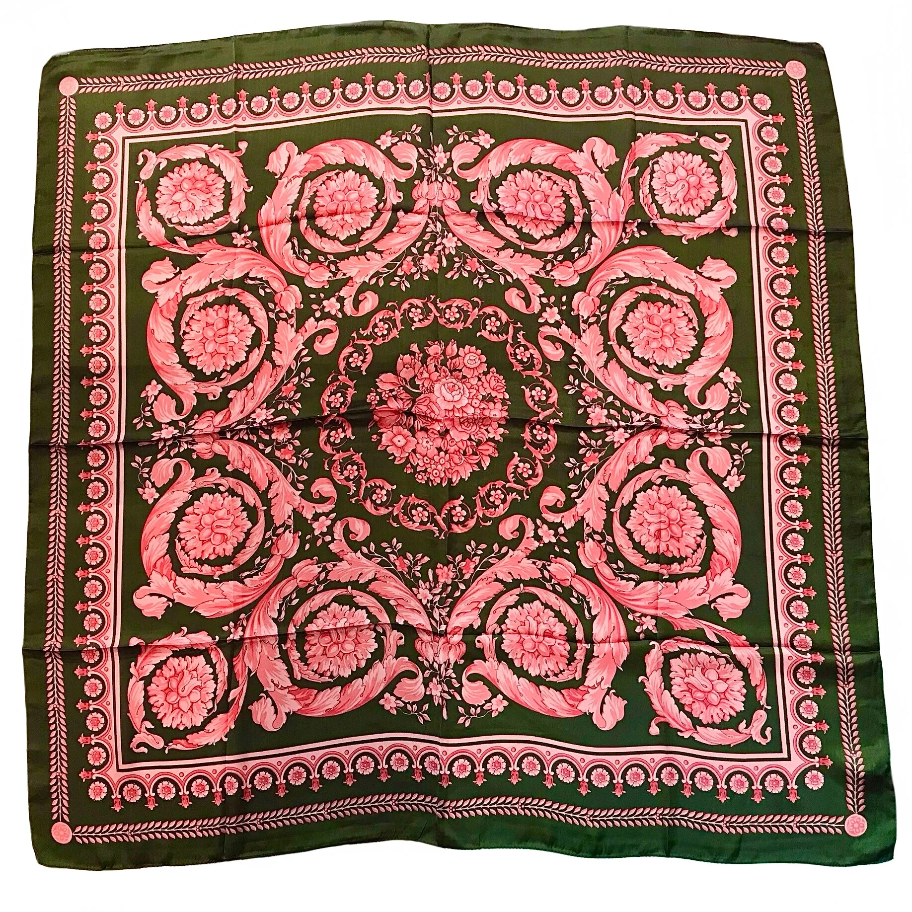 Spring Green Pink Flower Scarf