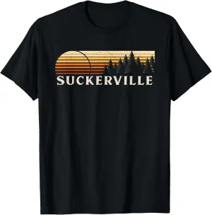 Suckerville, ME Vintage Evergreen Sunset Eighties Retro T-Shirt