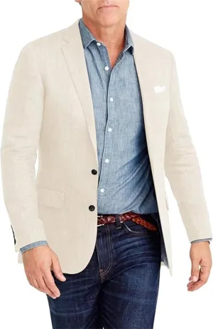 Summer Causal Linen Blazer for Men Slim Fit Blazer Jacket Men's Prom Party Jacket 2 Button Solid Suit Jacket for Men Wedding