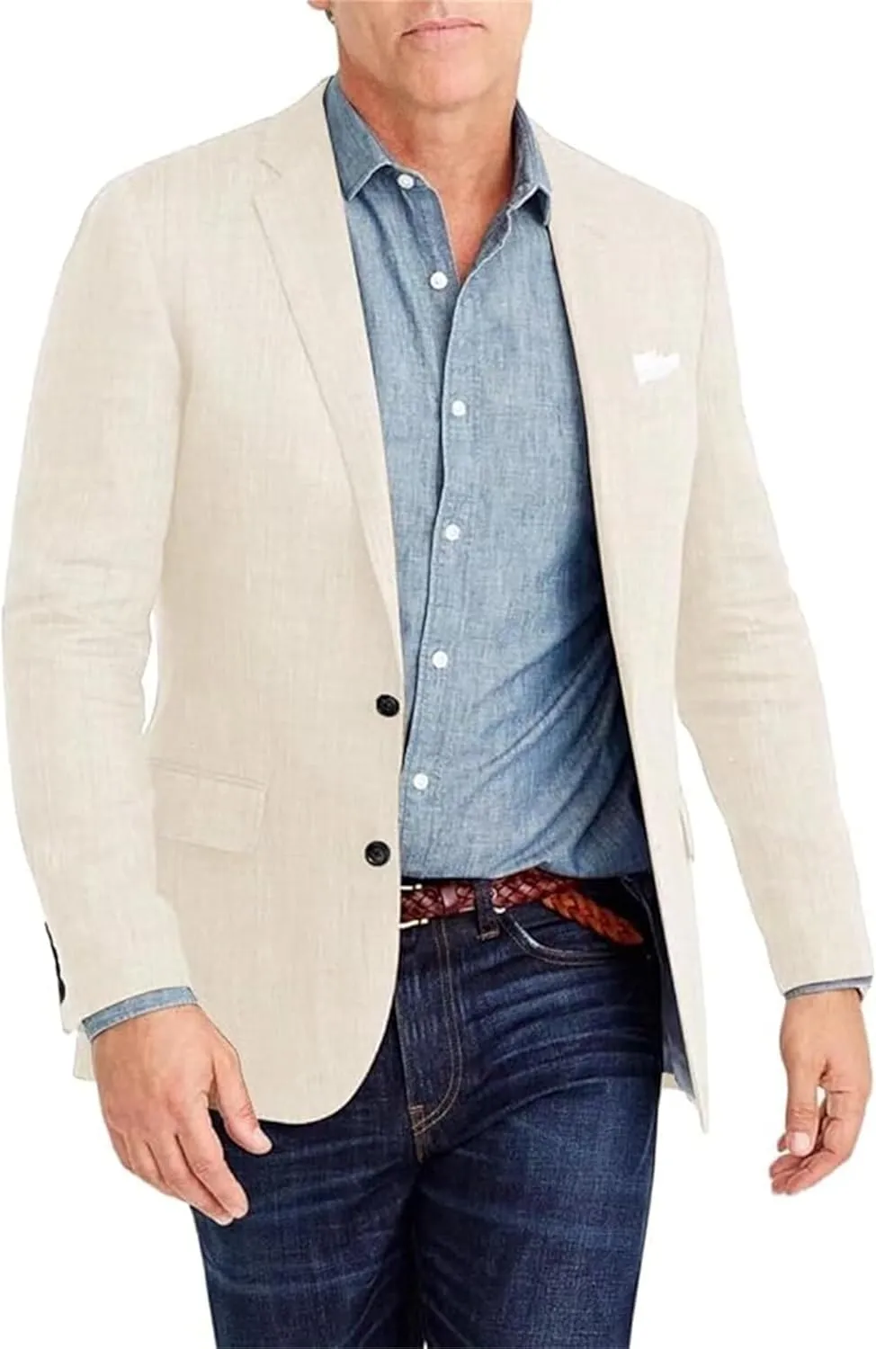 Summer Causal Linen Blazer for Men Slim Fit Blazer Jacket Men's Prom Party Jacket 2 Button Solid Suit Jacket for Men Wedding