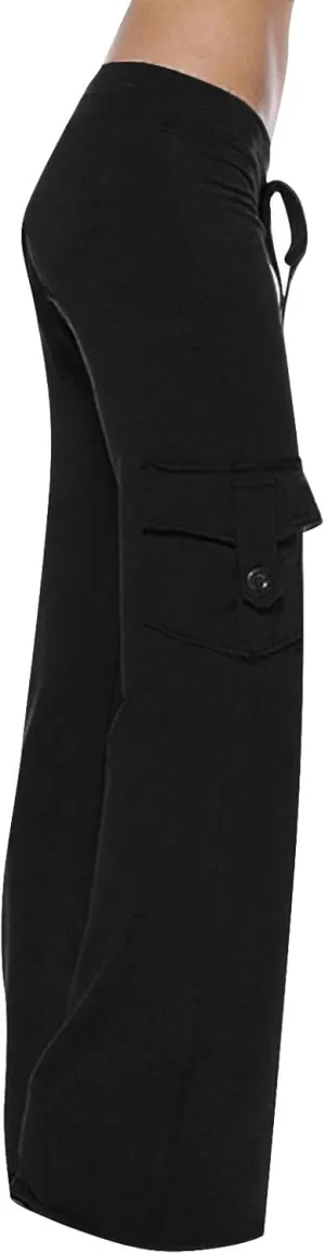 Sweatpants for Women Wide Leg Cargo Pants High Rise Yoga Leggings with Pockets Plus Size Y2K Drawstring Straight Leg Pants