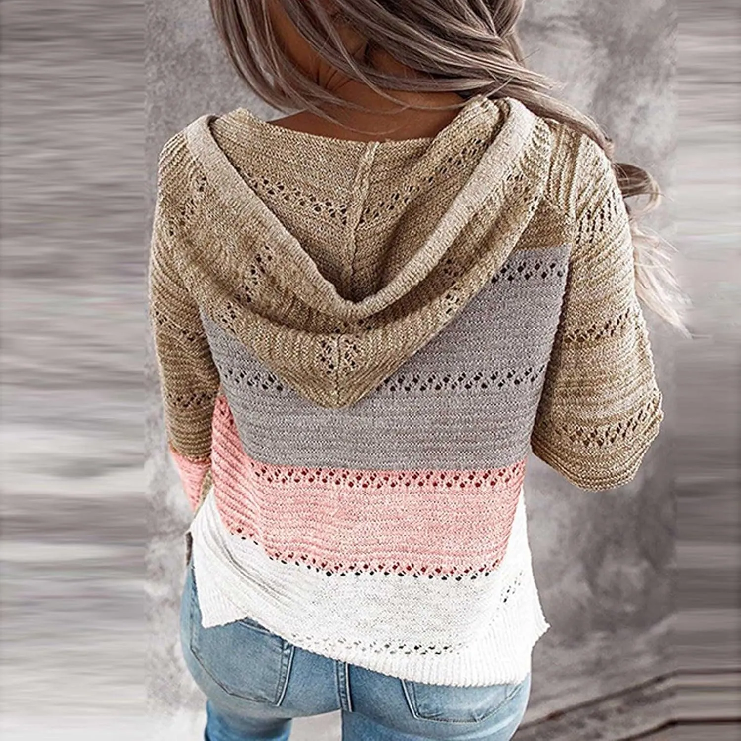 Sweatshirts for Women Sweaters for Women 2023 Womens Pullover Hooded Sweatshirts Color Block Long Sleeve Tops