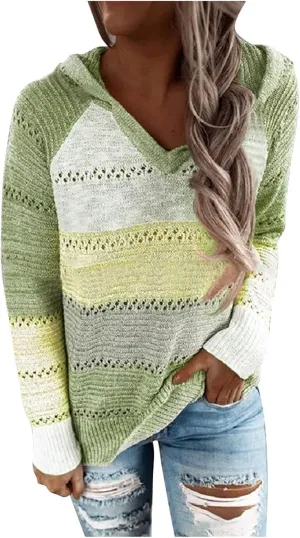 Sweatshirts for Women Sweaters for Women 2023 Womens Pullover Hooded Sweatshirts Color Block Long Sleeve Tops