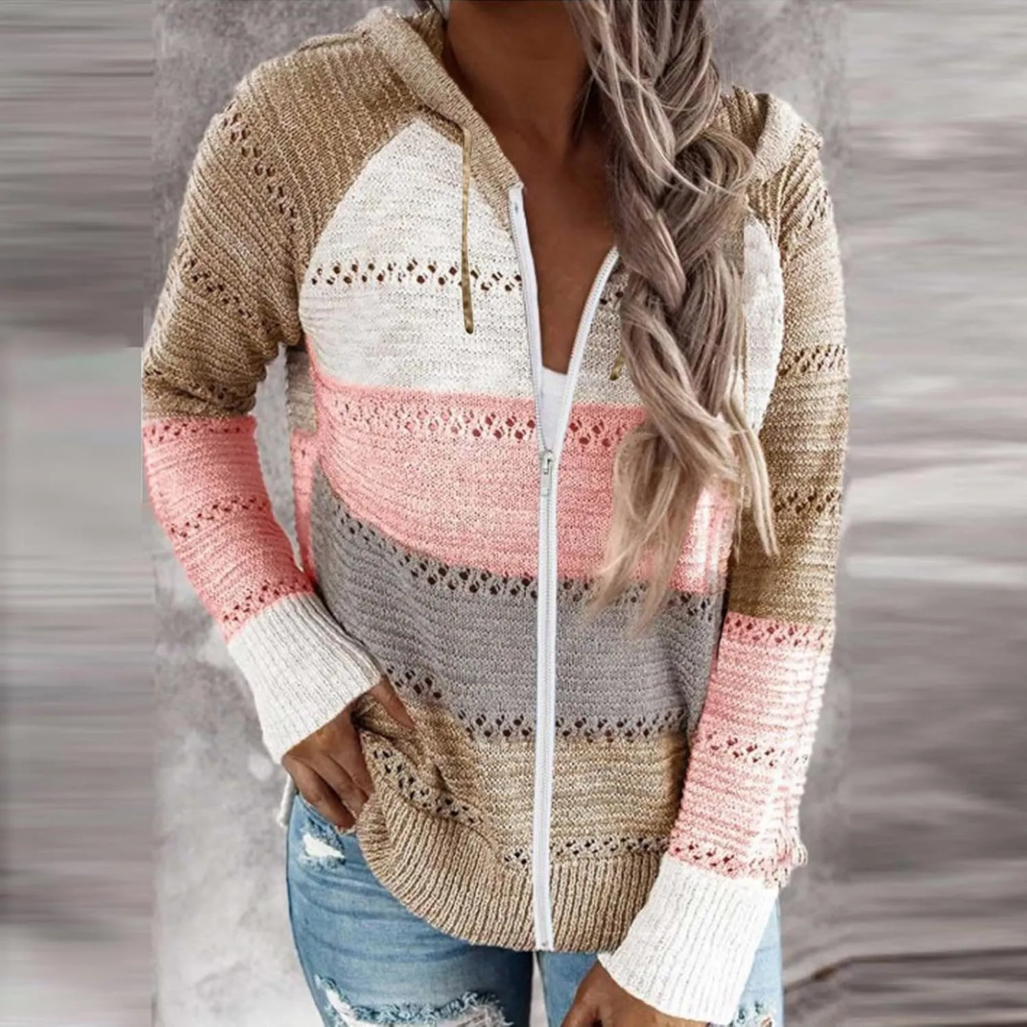 Sweatshirts for Women Sweaters for Women 2023 Womens Pullover Hooded Sweatshirts Color Block Long Sleeve Tops