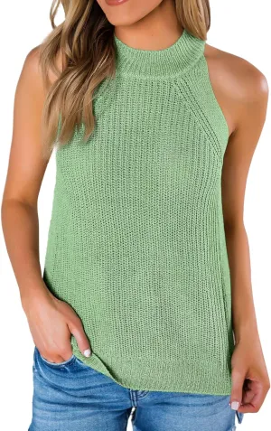 SySea Womens Summer Loose Knit Shirts Sleeveless Halter Neck Sweater Tank Tops