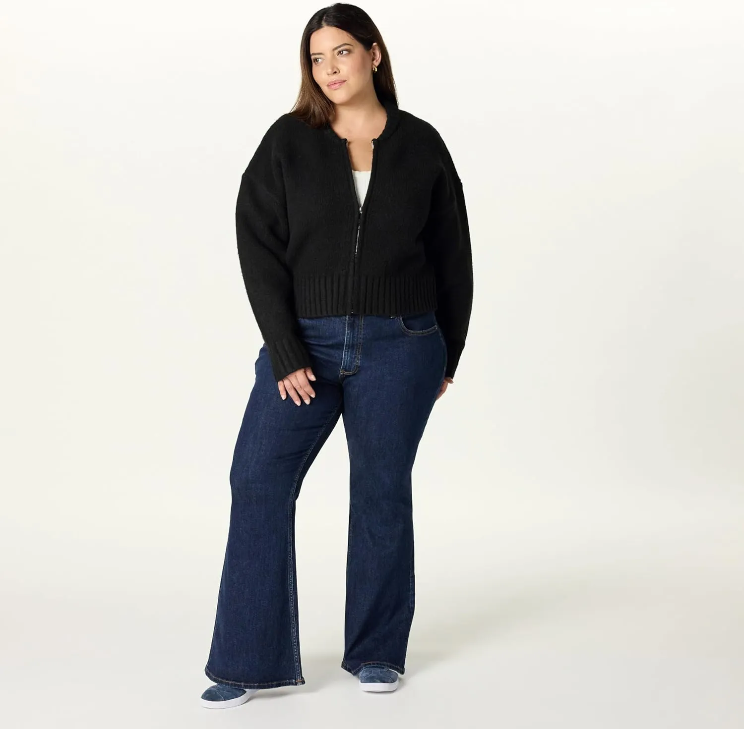 The Drop Women's Brynne Bomber Sweater Cardigan
