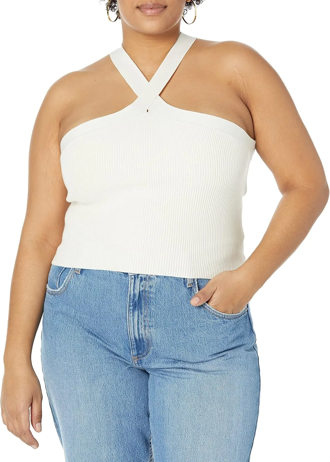 The Drop Women's Zaire Cropped Cross-Front Sweater