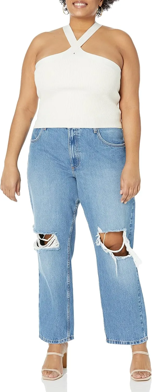 The Drop Women's Zaire Cropped Cross-Front Sweater