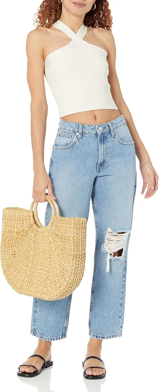 The Drop Women's Zaire Cropped Cross-Front Sweater