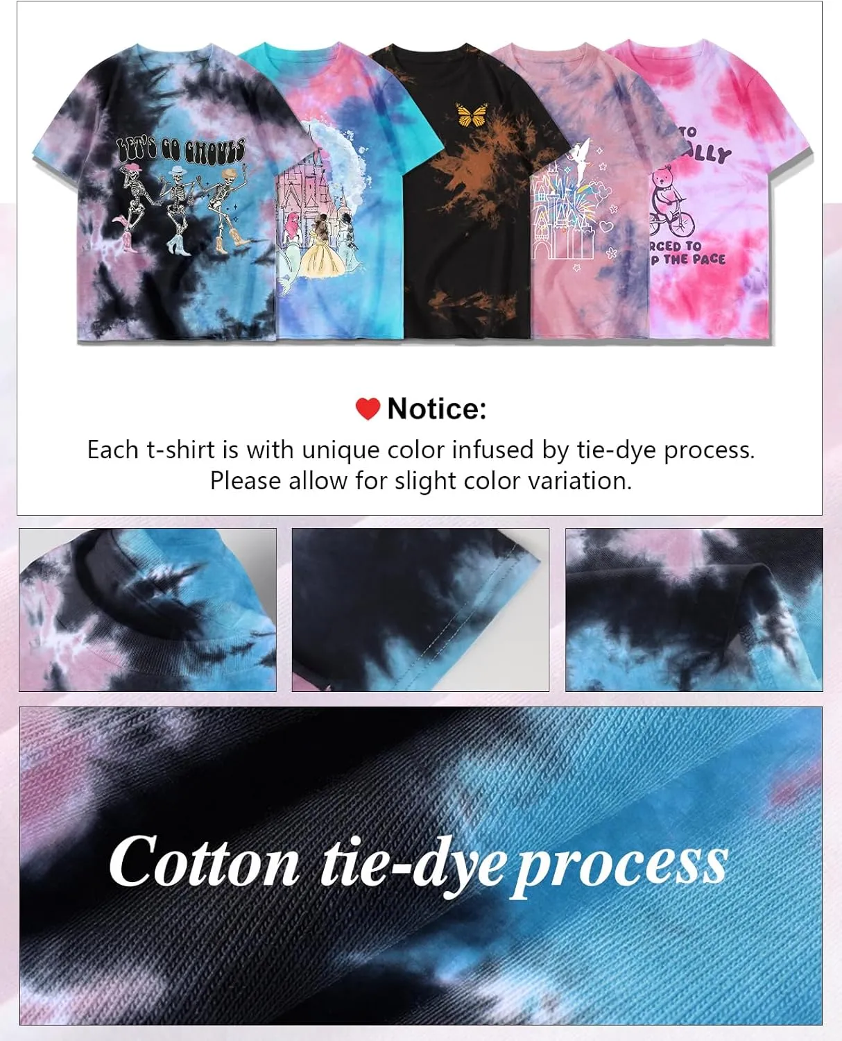 Tie Dye Shirt Women - Novelty Tie Dye T Shirt Short Sleeve Round Neck Casual Trendy Graphic Tee for Girls