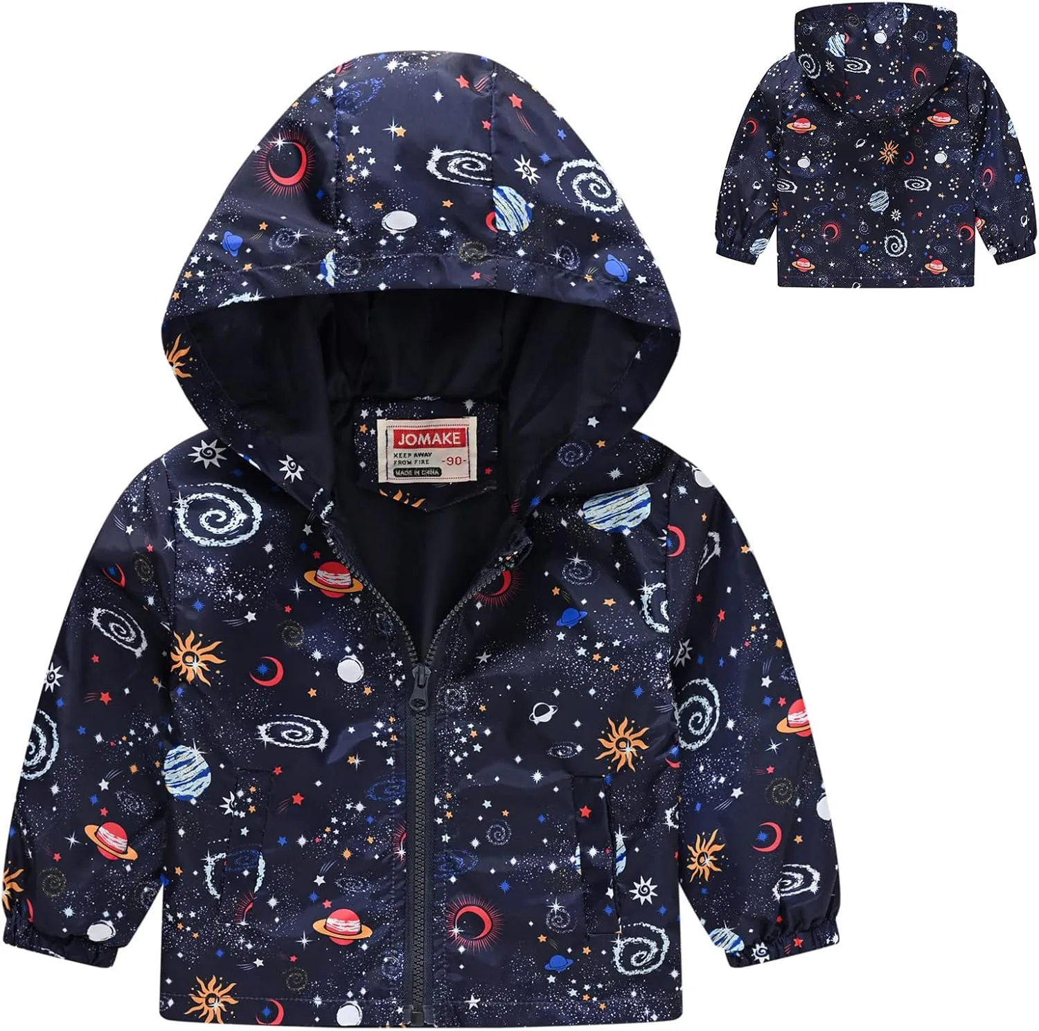 Toddler Baby Boys Cartoon Dinosaur Print Hooded Jacket Long Sleeve Windproof Coats Zip Up Trench Windbreaker Outerwear