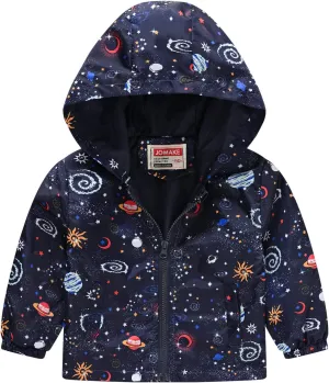 Toddler Baby Boys Cartoon Dinosaur Print Hooded Jacket Long Sleeve Windproof Coats Zip Up Trench Windbreaker Outerwear