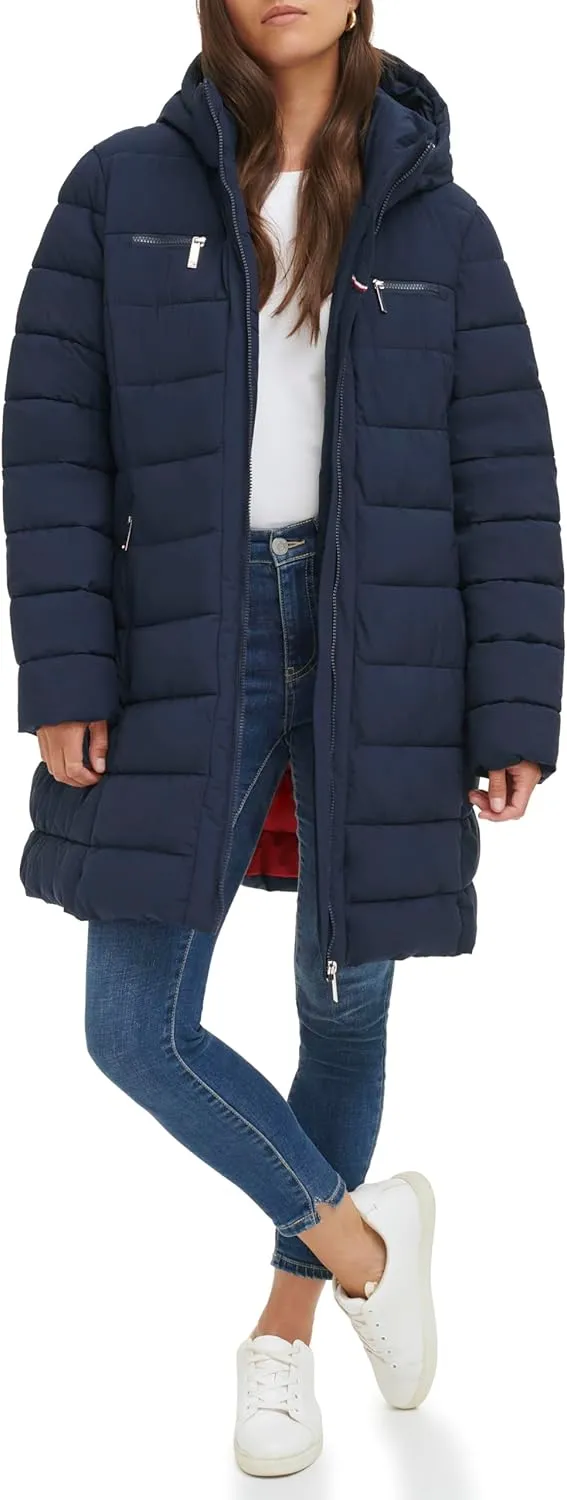 Tommy Hilfiger Women Solid Puffer Untrimmed Hood Long Jacket