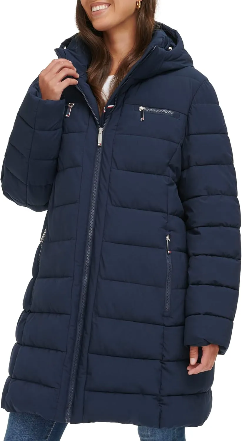 Tommy Hilfiger Women Solid Puffer Untrimmed Hood Long Jacket