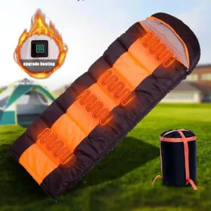 USB Heated Sleeping Bag Winter Warm Camping Sleeping Bag 3 Gears Temperature Heating Pad With Compression Bag For Hiking