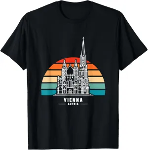 Vienna Austria St. Stephens Cathedral Vintage Sunset T-Shirt