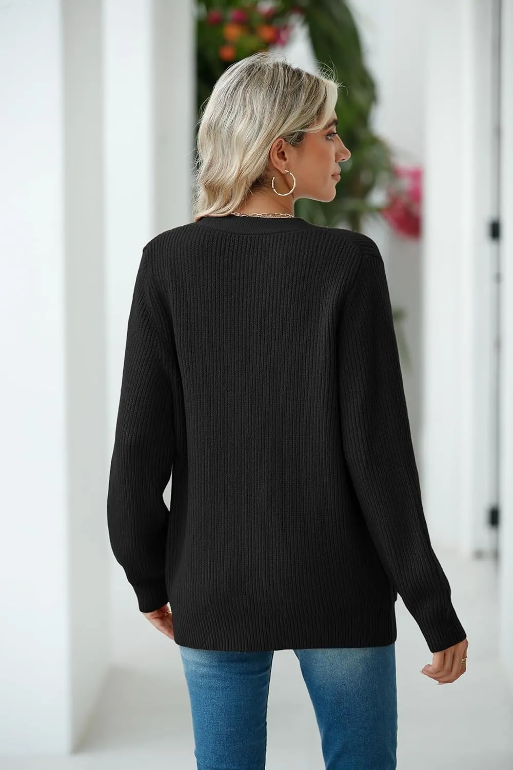 VIISHOW Women Chunky Knit Cardigan Sweater Long Sleeve V Neck Button up Cardigan with Pocket Sweater Coat for Fall and Winter