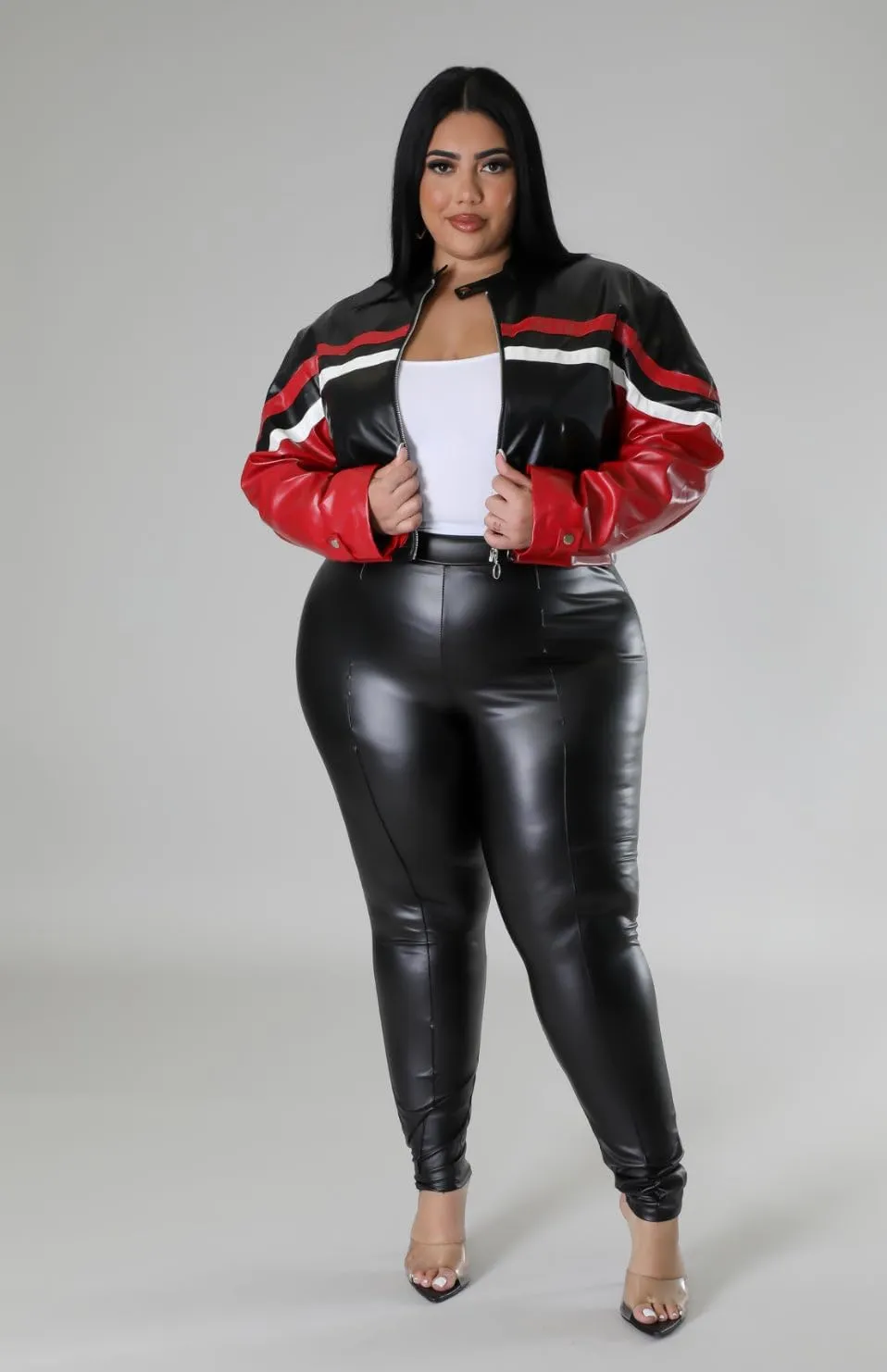 VOIKERDR Leather Jacket for Women Cropped Motorcycle Jacket Biker Faux Leather Bomber Jacket Casual