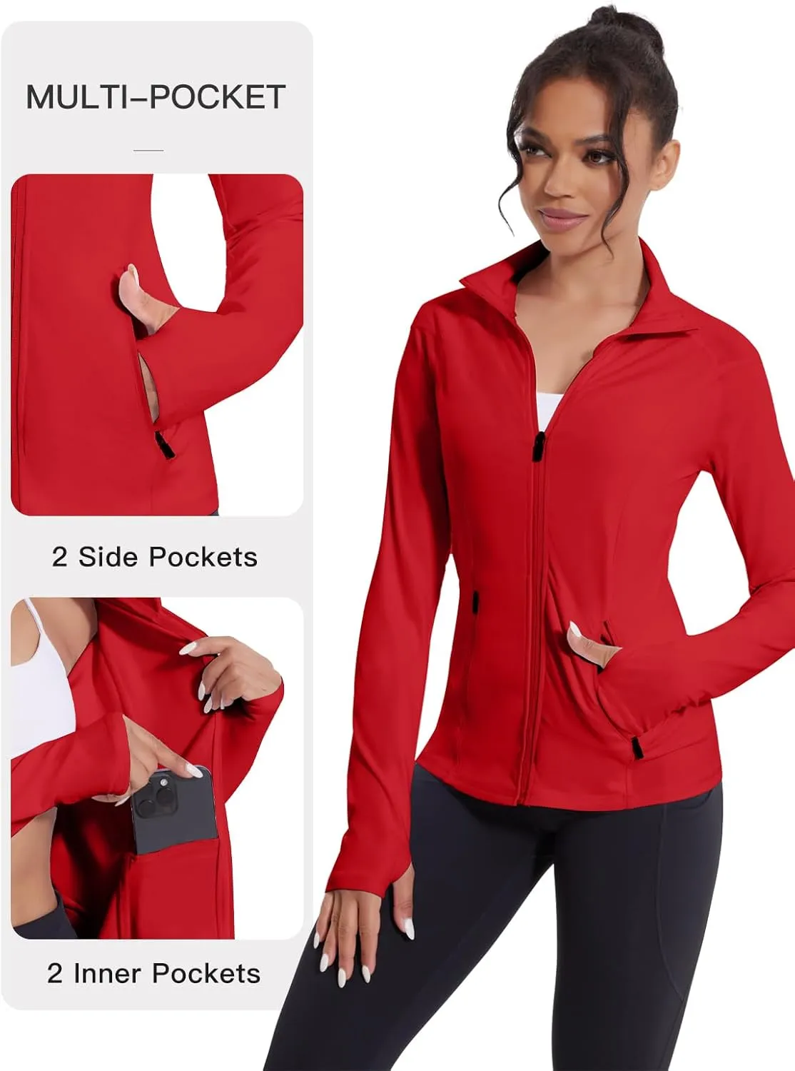 VUTRU Women's Workout Jackets Full Zip Athletic Tops Lightweight Gym Yoga Running Jacket with Pockets