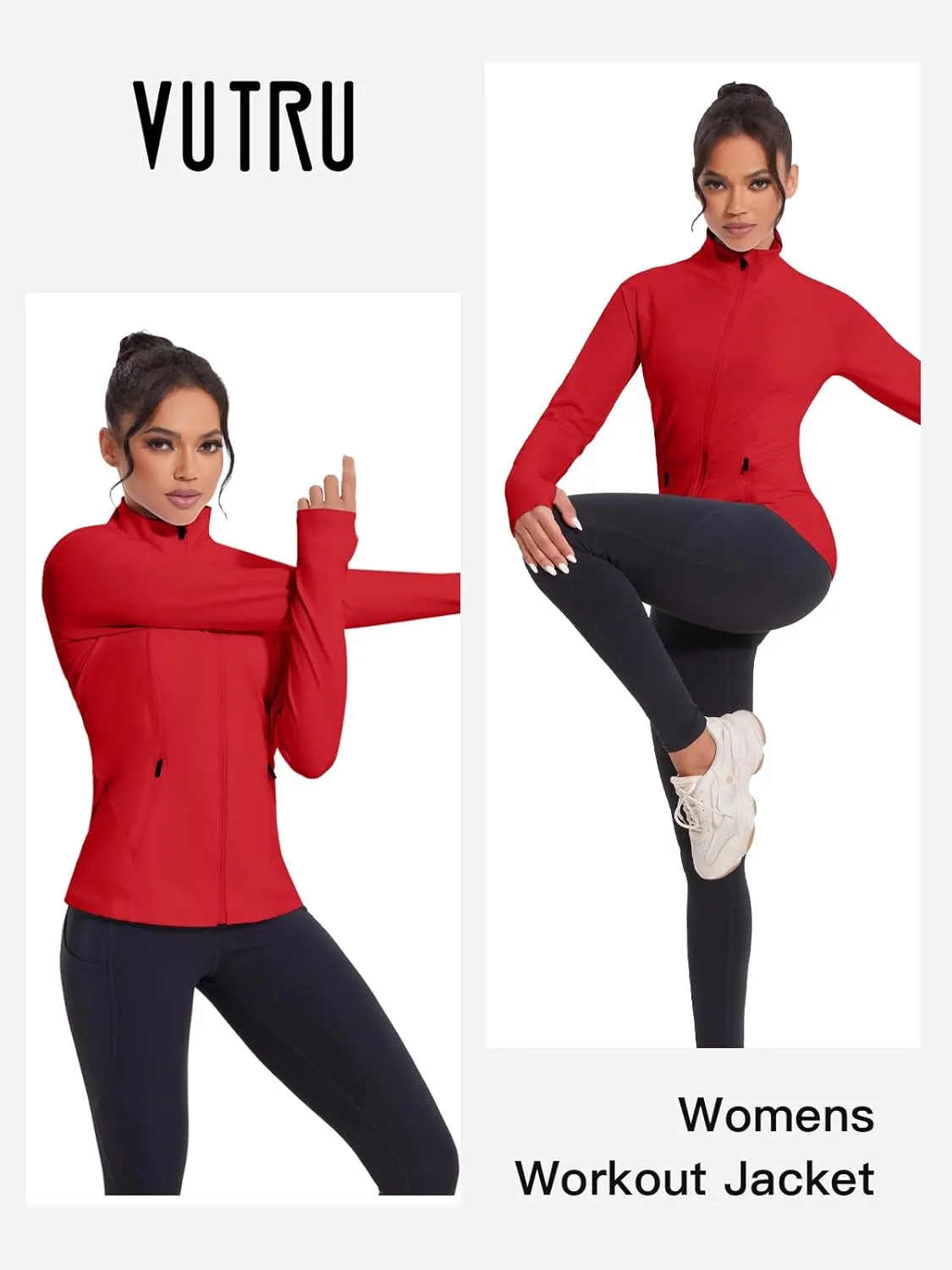 VUTRU Women's Workout Jackets Full Zip Athletic Tops Lightweight Gym Yoga Running Jacket with Pockets