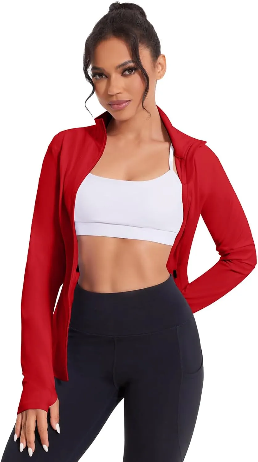 VUTRU Women's Workout Jackets Full Zip Athletic Tops Lightweight Gym Yoga Running Jacket with Pockets