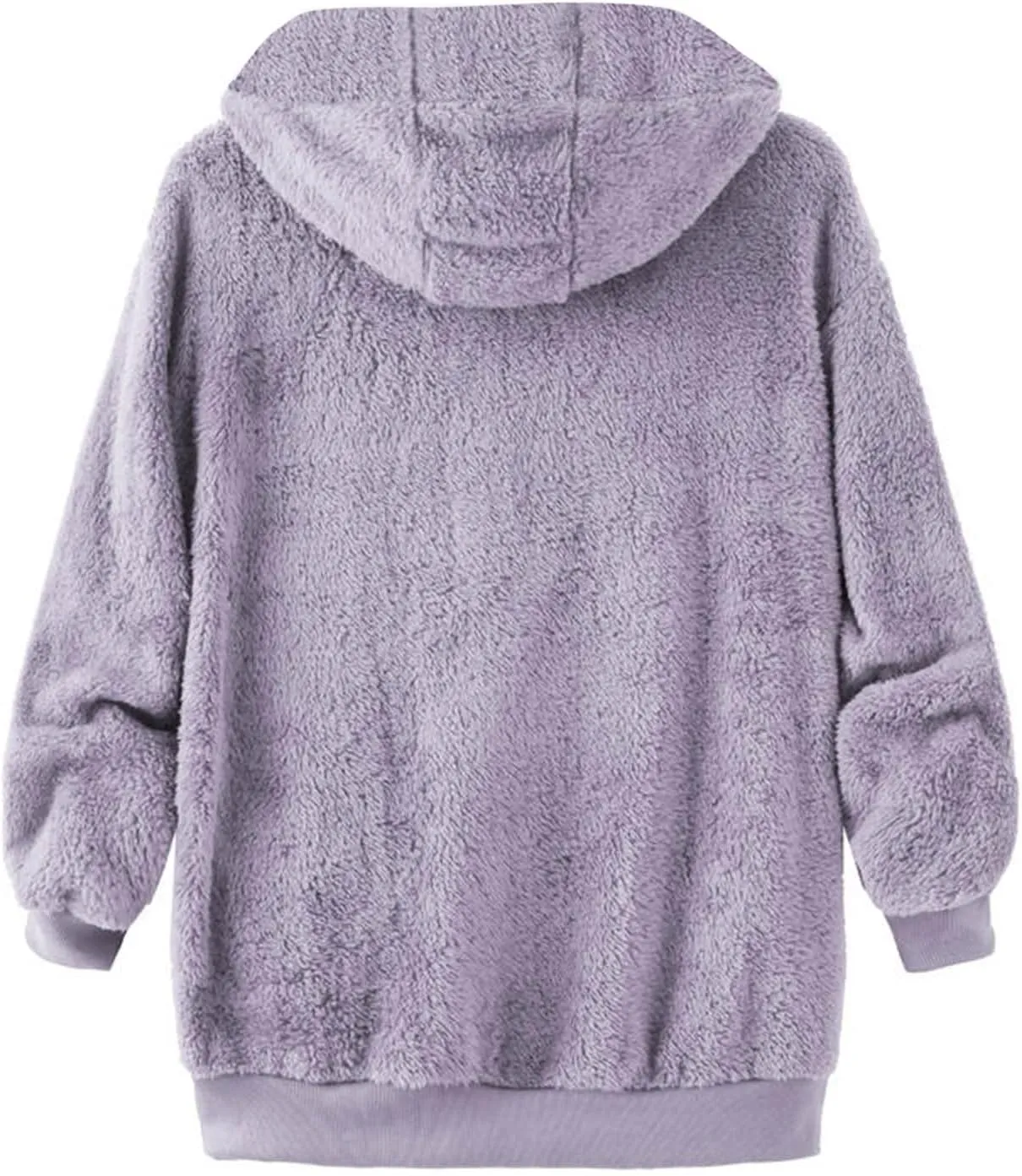 Women Fuzzy Hoodie Zip Up Fleece Jacket Long Sleeve Colorblock Sweatshirt Oversized Fluffy Coat Fall Winter Outerwear
