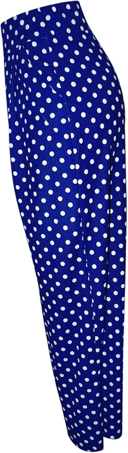 Women Polka Dots Oversized Straight Leg Baggy Pants Stretch High Waist Summer Fashion Casual Trousers with Pockets