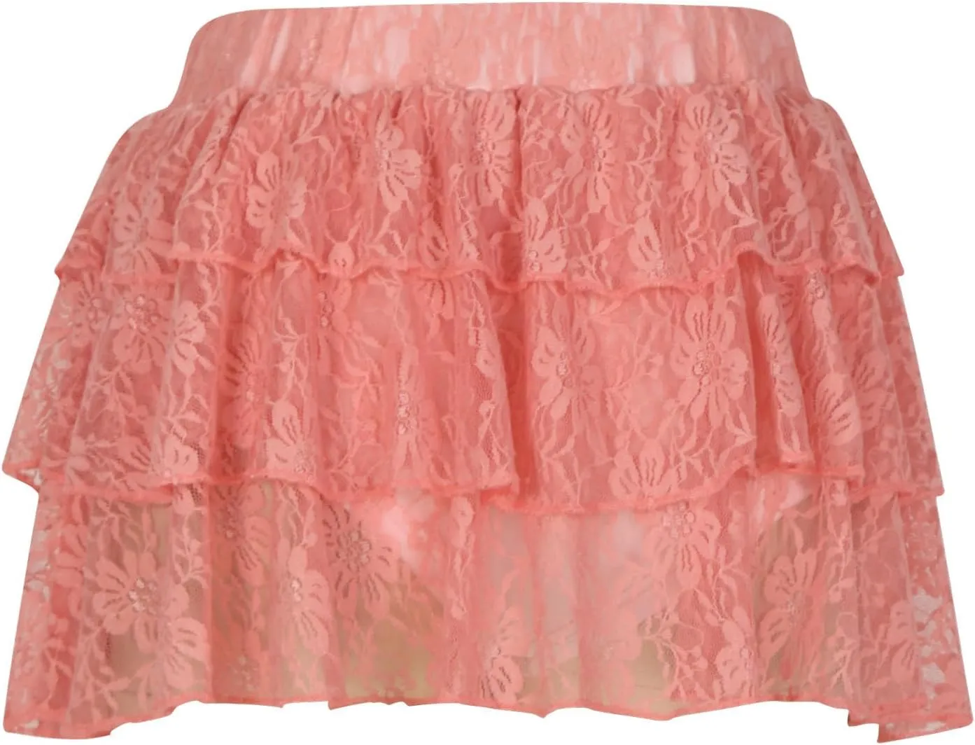 Women Tiered Ruffle Smocked Casual Shorts, Fashion Lace High Waisted Mini Flowy Skort Summer Streetwear Trendy Clothes