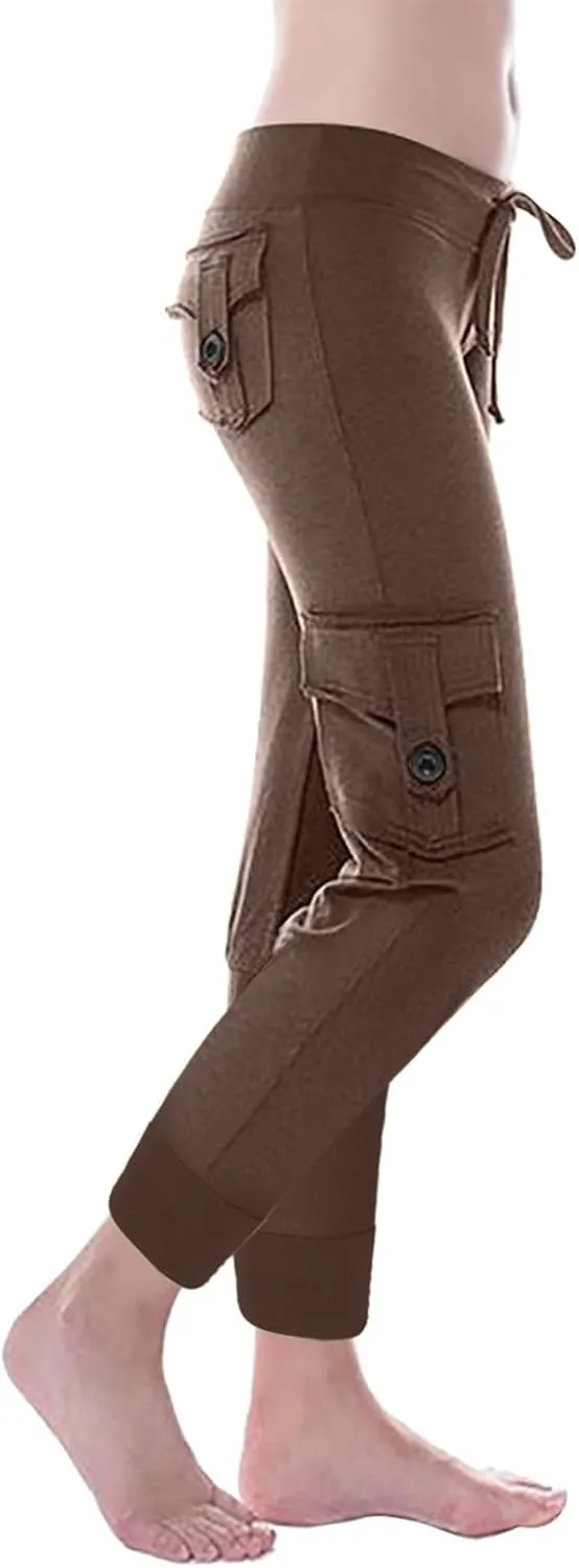 Women Trendy Cargo Pants High Waist Baggy Cotton Multiple Pockets Straight Wide Leg Trousers Cargo Y2K Capris Pants