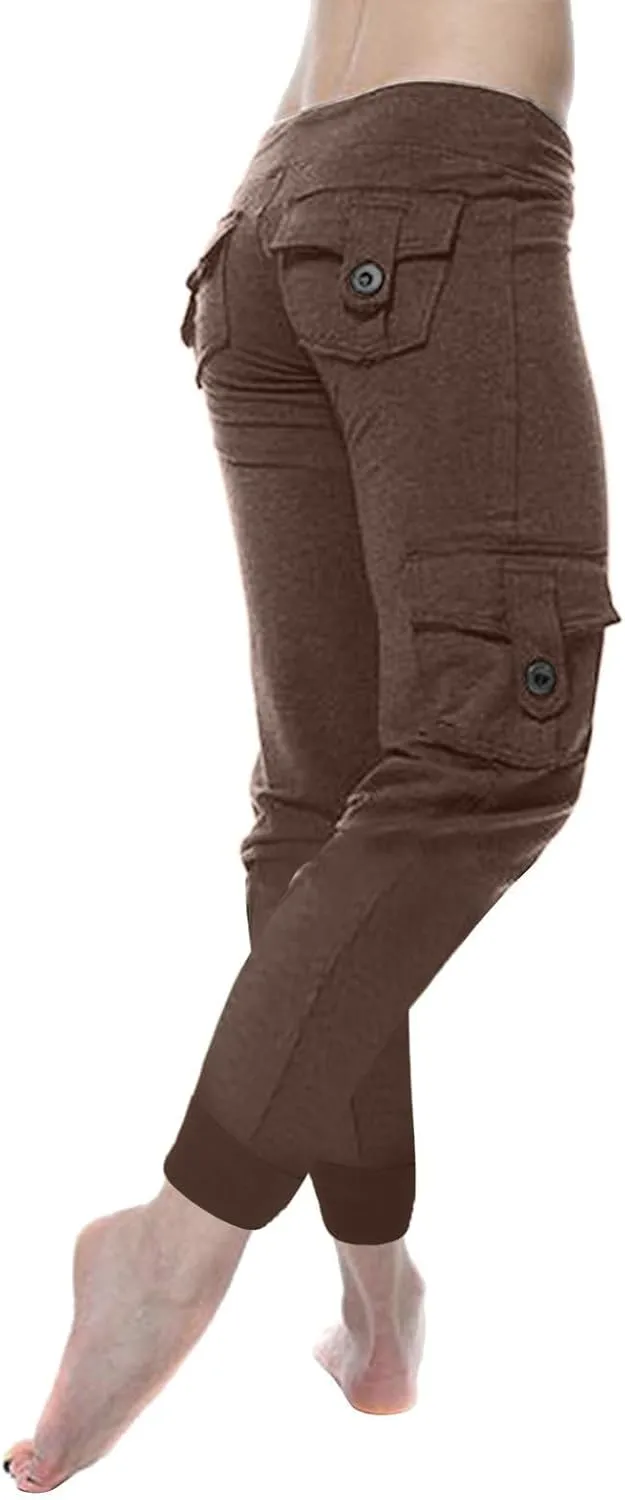 Women Trendy Cargo Pants High Waist Baggy Cotton Multiple Pockets Straight Wide Leg Trousers Cargo Y2K Capris Pants