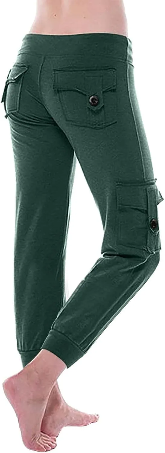 Women Trendy Cargo Pants High Waist Baggy Cotton Multiple Pockets Straight Wide Leg Trousers Cargo Y2K Capris Pants